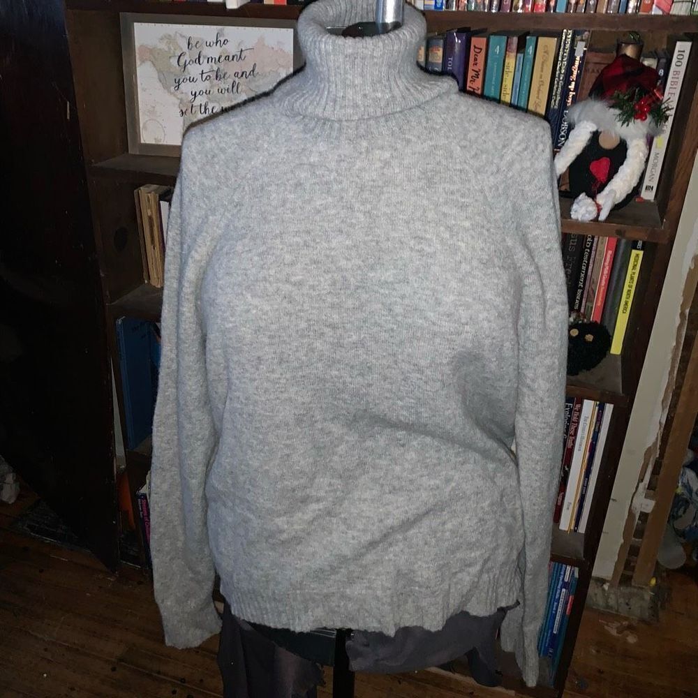 J Crew gray wool alpaca blend turtleneck cozy oversized sweater